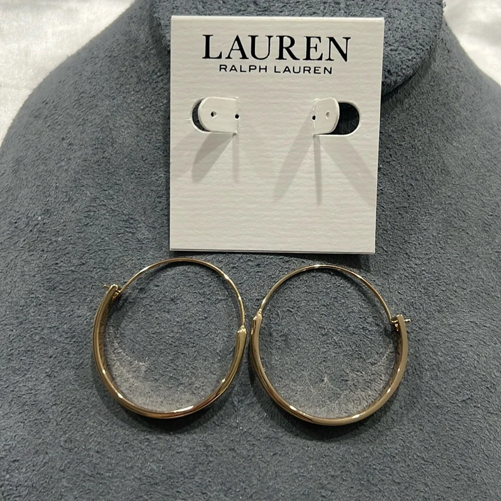 lauren ralph lauren gold tone hoops - Picture 1 of 3
